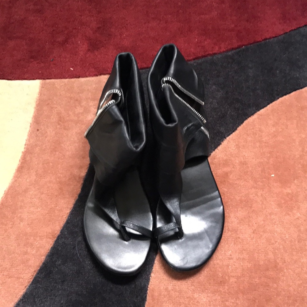 Black leather sandals